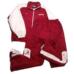 VTG Nike Team Track Suit Mens Sz Lrg University of Alabama Windbreaker Red White